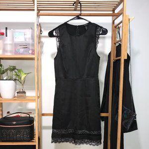 Black satin mini dress